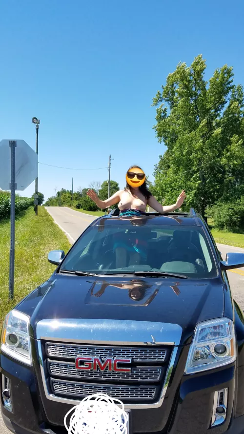 Wife showing off on the drive 