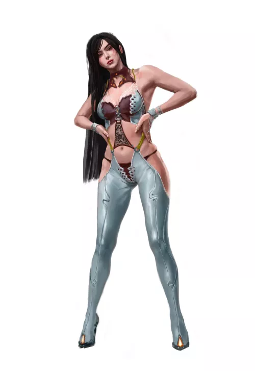 WIP of Raven wearing neurolink skin (OC)