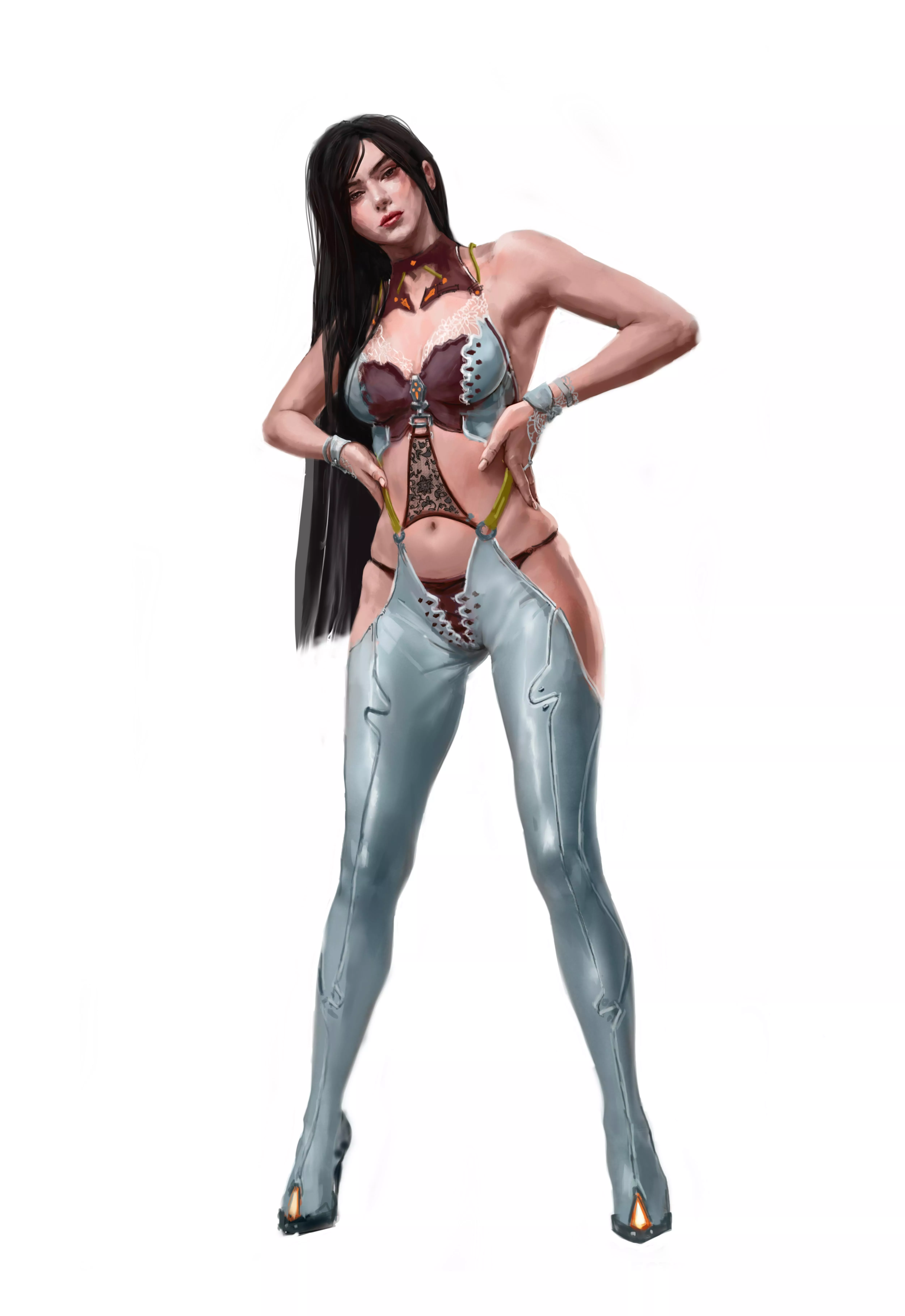 WIP of Raven wearing neurolink skin (OC)