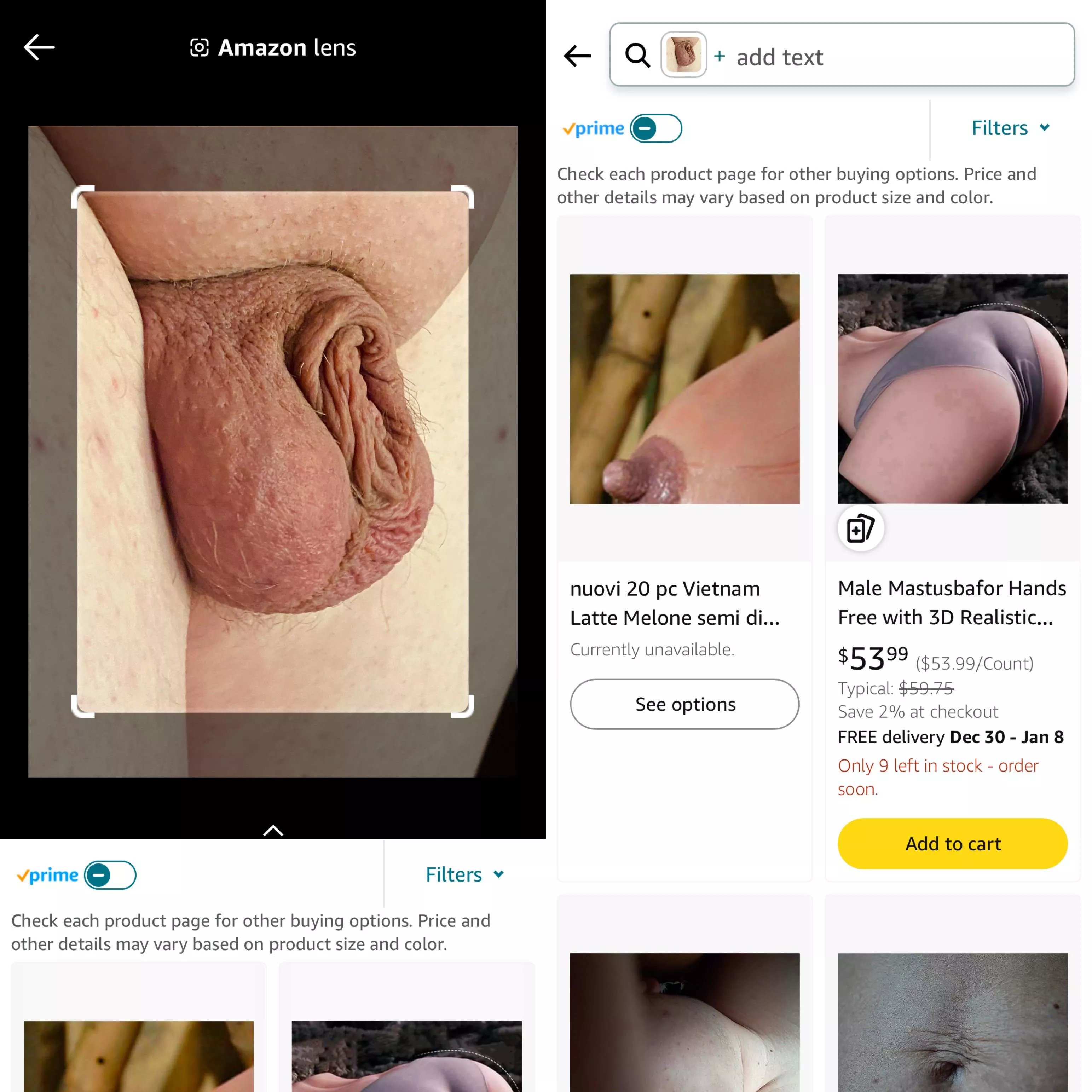 Had Amazon’s image search analyze my tiny impotent penis and it thought it was either a fake nipple or a pocket pussy. Amazon holding nothing back when it comes to SPH!