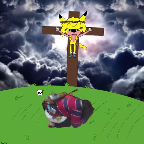 I drew sonichu being crucified
