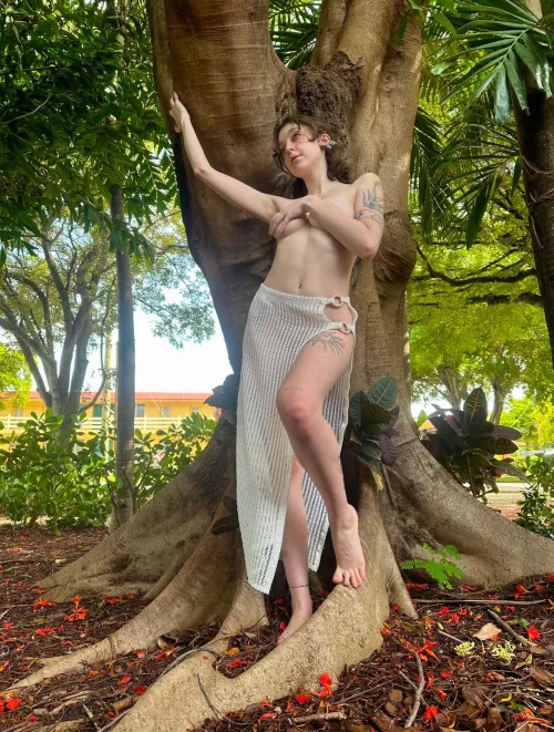 in my natural habitat, naked amongst the trees