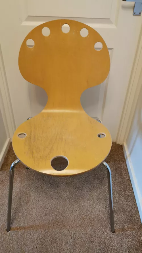 Modifications to old chair for bondage / rope play