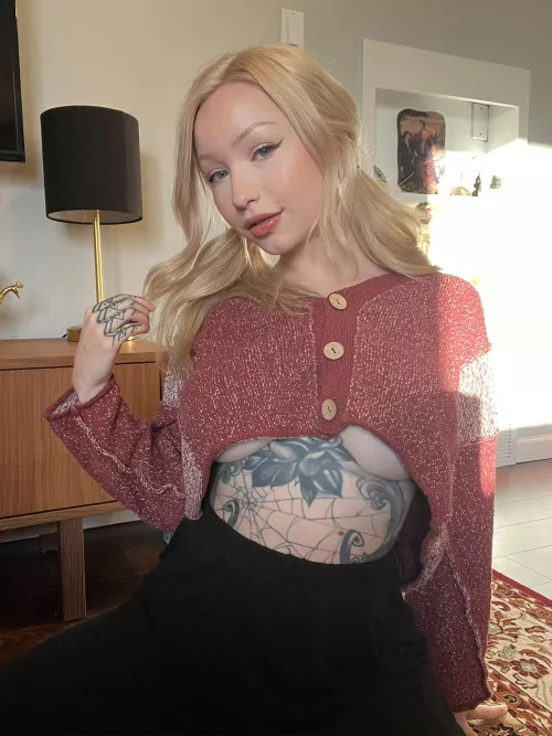 the only thing better than putting a cozy sweater on is taking it off [f]