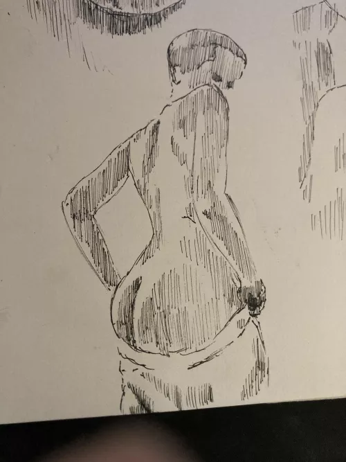 A simple pose from tall-garbage-7884, ink hatching 