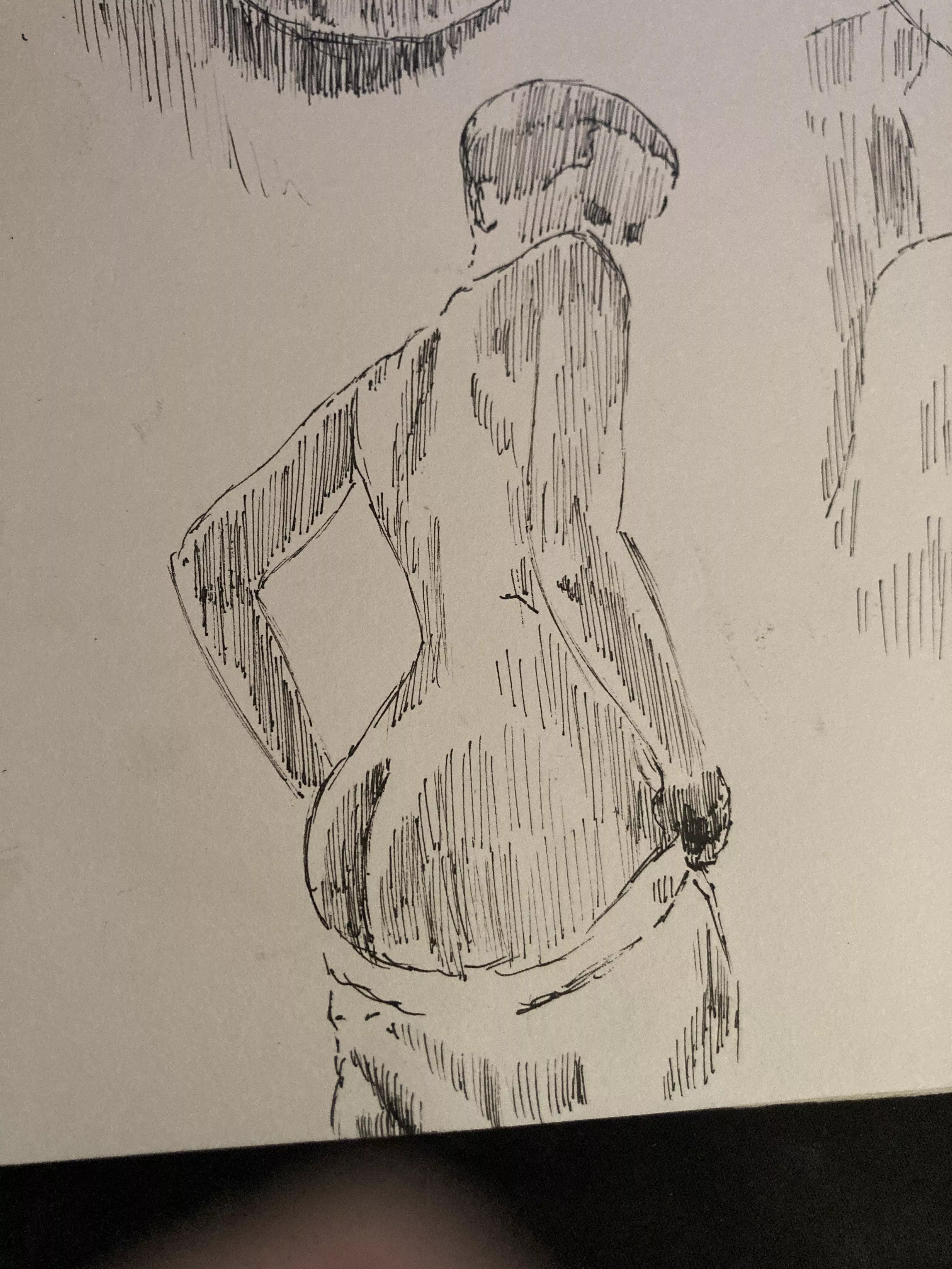 A simple pose from tall-garbage-7884, ink hatching 
