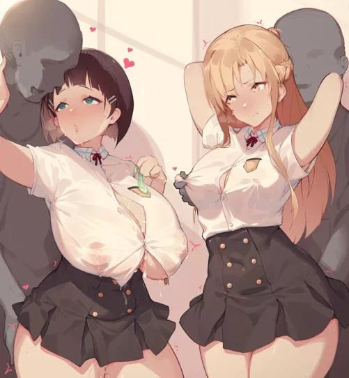 asuna asked suguha how to be a good girlfriend to her brother, so now suguha is teaching her how to be one