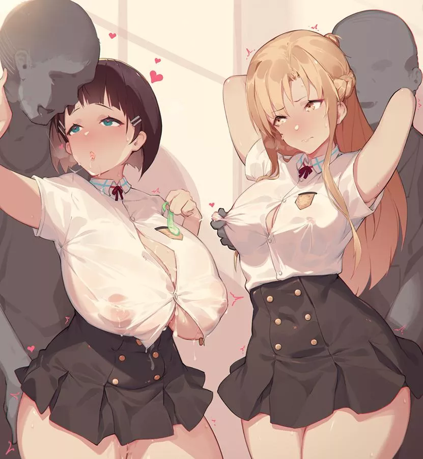 asuna asked suguha how to be a good girlfriend to her brother, so now suguha is teaching her how to be one