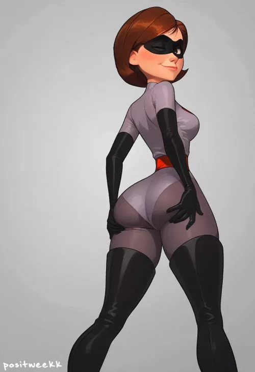 [Commission] Elastigirl showing off her voluptuous peaches (me)