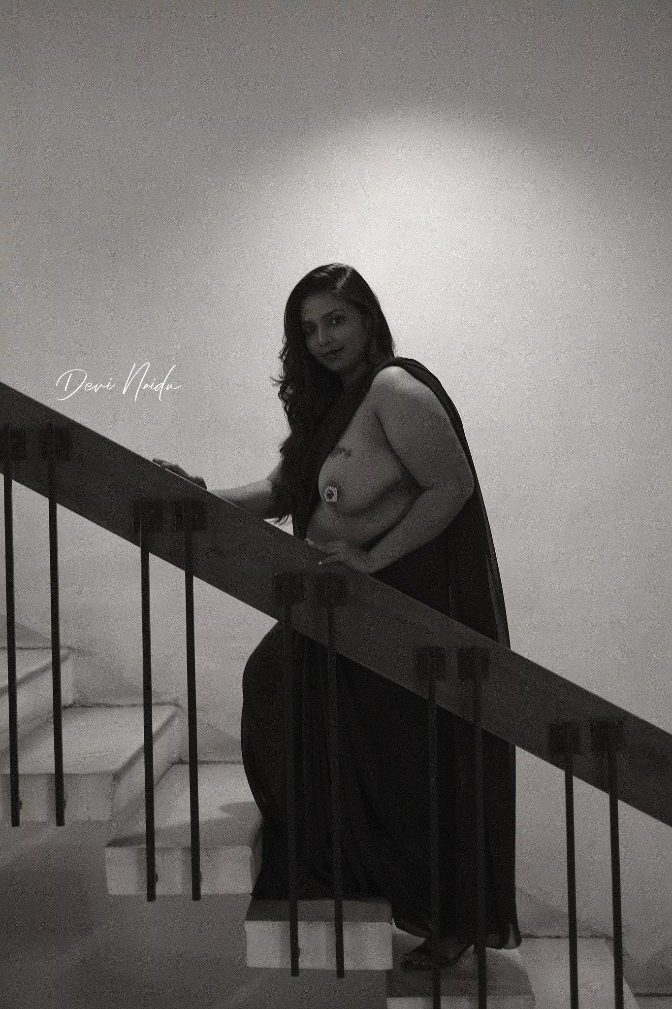 Devi Naidu black saree hotness 