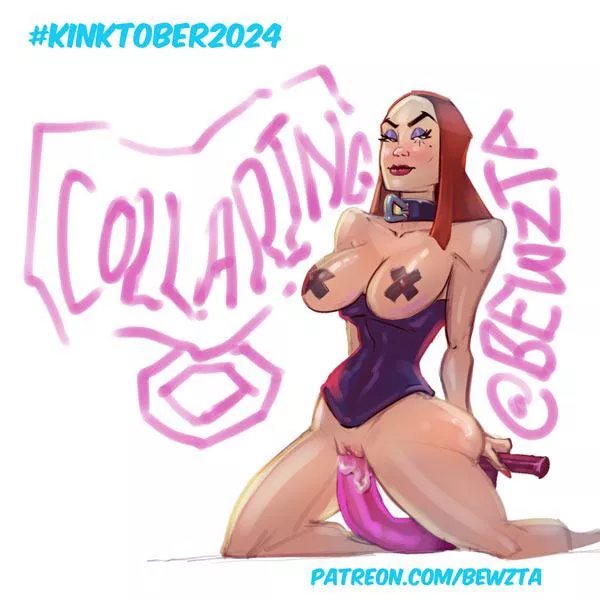 Drawing I did for Kinktober “Collaring”