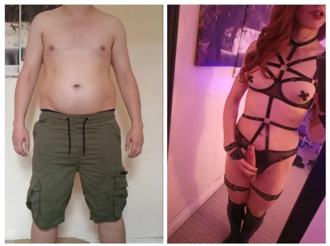 From fat bloke to hot babe in under two years :3 hormones and hard work all worth it x