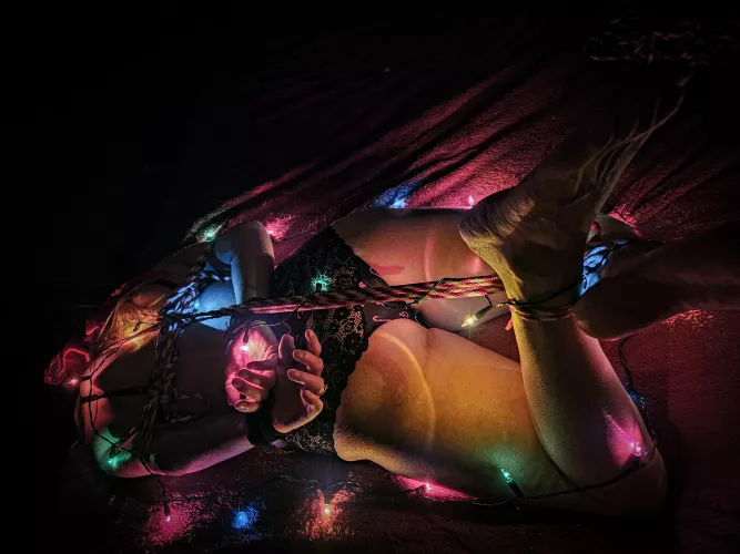 I just loved being teased and denied while hogtied and then allowed to cum. It was so much more sexy with only Christmas lights on! 