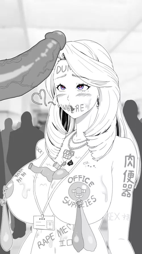 I only got hired because of my looks anyway. In the interview my boss wrote this on my face in permanent marker. I was livid at first, but now I understand. I am a dumb whore, and telling the world means that I get treated the way I deserve! (N92go)