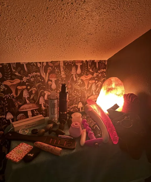 I told my sweet boy to set out some toys for me to use on him tonight…