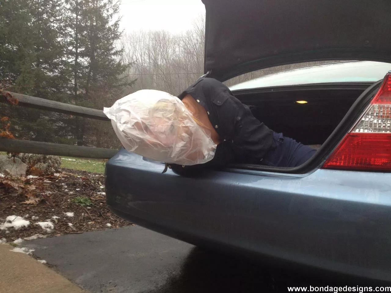 Just the final few struggles as a human. As soon as the trunk gets closed her life as a Human with right closes too. Soon she will be nothing but merely a merchandise for sale