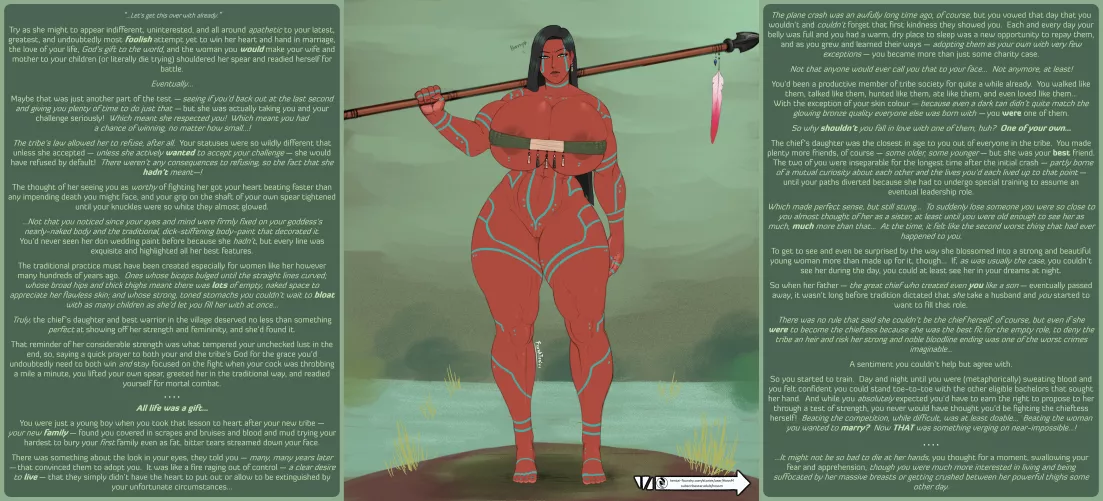[MxF] You've gotta fight for your right! [COMMISSION][TEASER][BLEACHED][Amazonian][BEEG WOMAN!][Muscles][Test your might][Prove your worth][Breeding & Impregnation][Childhood friends][Dobonhonkeros!][MtG Caption][Artist: Franktonius]