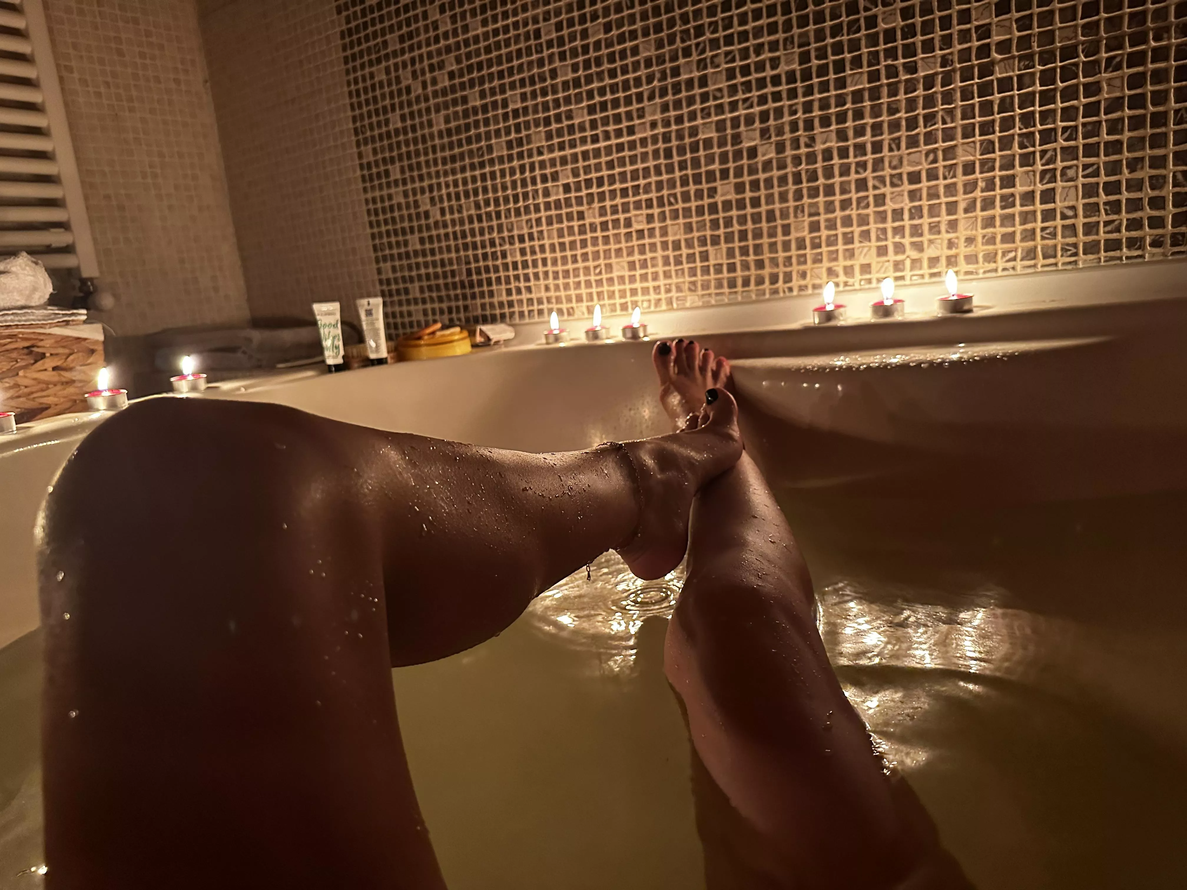 My legs and candles