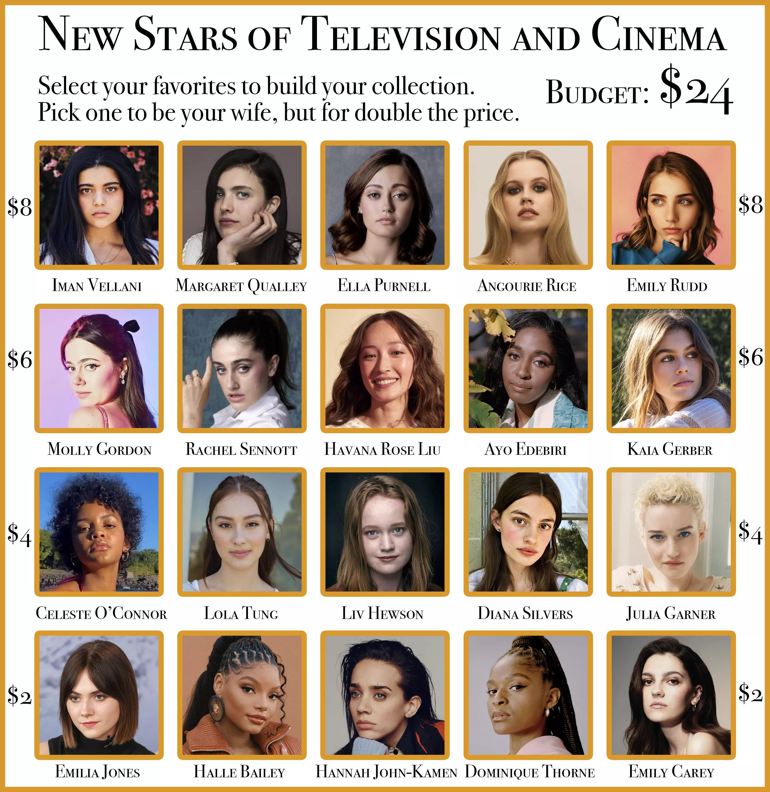 New Stars of Television and Cinema - Budget: $24