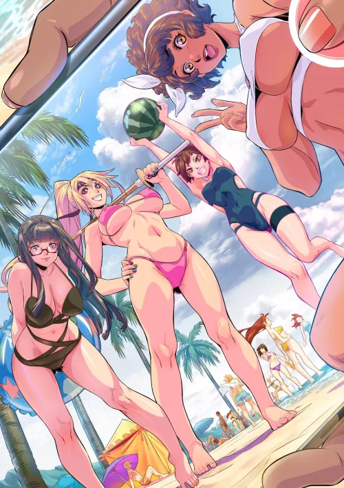[OC] Team J0K3RS (Bosozoku/Sukeban Waifus) in Bikini Swimsuits ~ Let's take a selfie together!