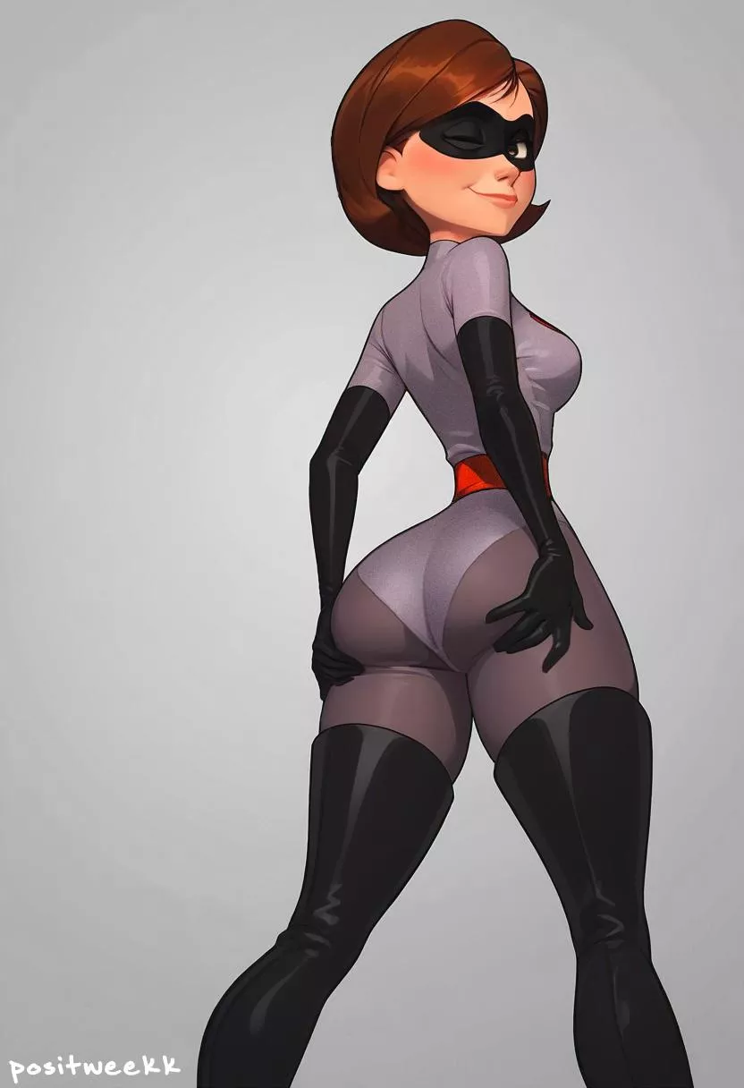 [Patreon Commission] Elastigirl showing off her voluptuous peaches (me)