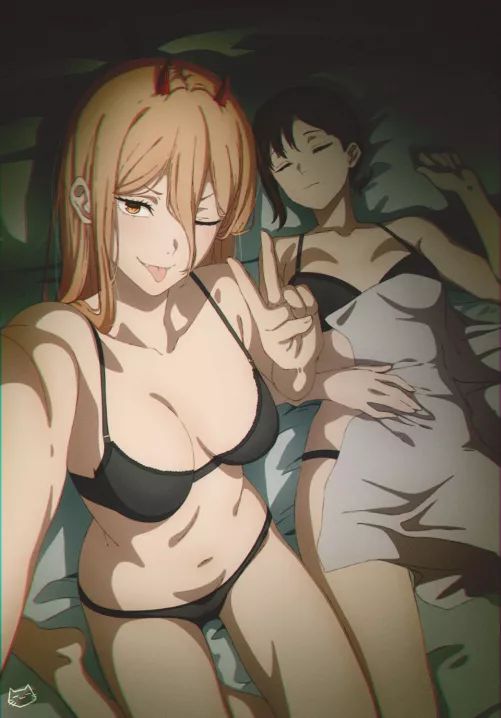 Power Taking A Selfie With Kobeni Asleep At Her Side (Keihh1)