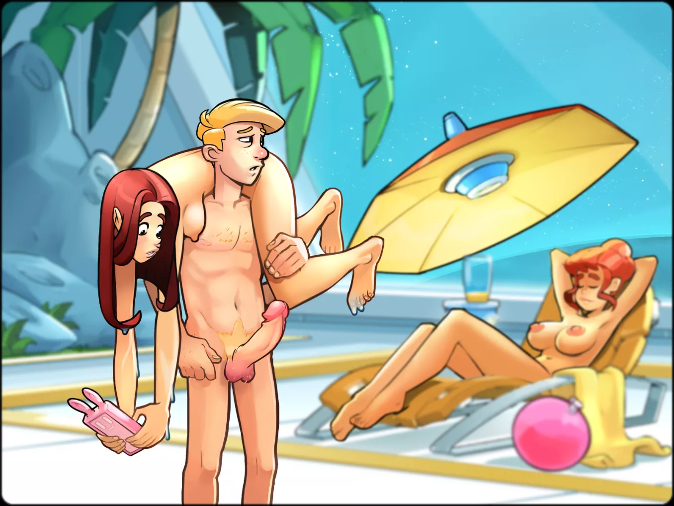 Saving Sandy from the pool!