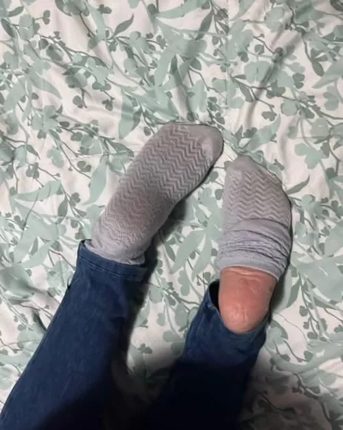 Should I finish peeling these socks off. Or do I pull them up