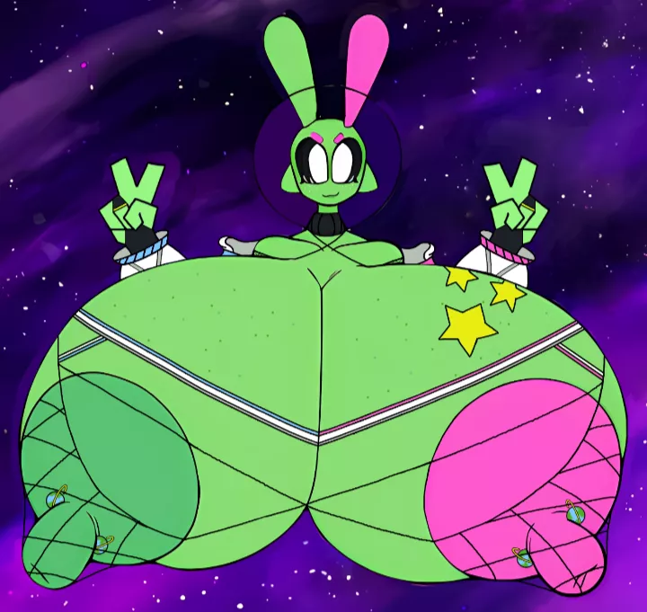 Sploot showing off their new outfit! Modeling a busty alien to drum up sales was a great idea ;3 (Collaborated with another editor and I couldn't be happier with how they did. Original edit by me, Clothing, accessories, and posing by u/Silly-Basil991!) 