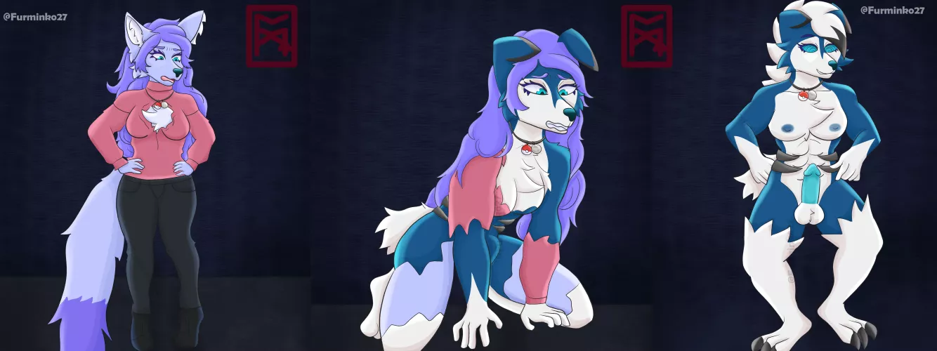 TRANSFORMATION SEQUENCE FOX TO LYCANROC - Art by me  @Furminko27-