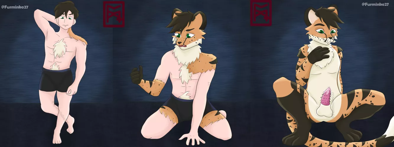 TRANSFORMATION SEQUENCE HUMAN TO CHEETAH - Art by me @Furminko27-