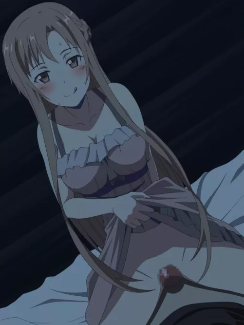 while staying at the same inn as kirito and asuna, she reached out to you late at night, thinking you were kirito