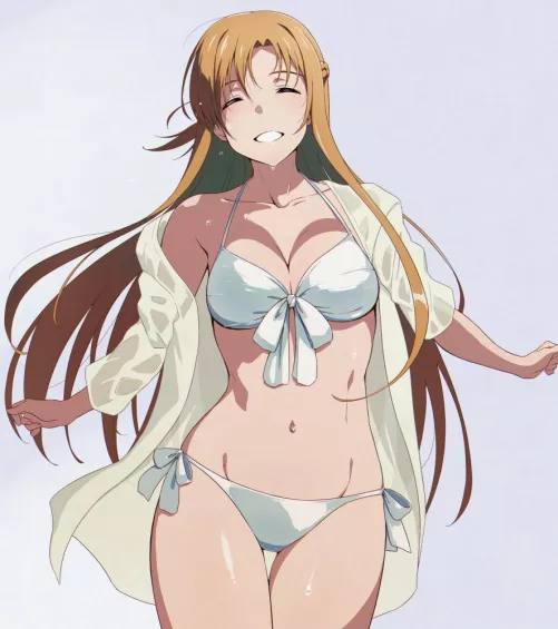 you helped asuna carry some heavy equipment for a training session, and as a reward, she took you on a beach date
