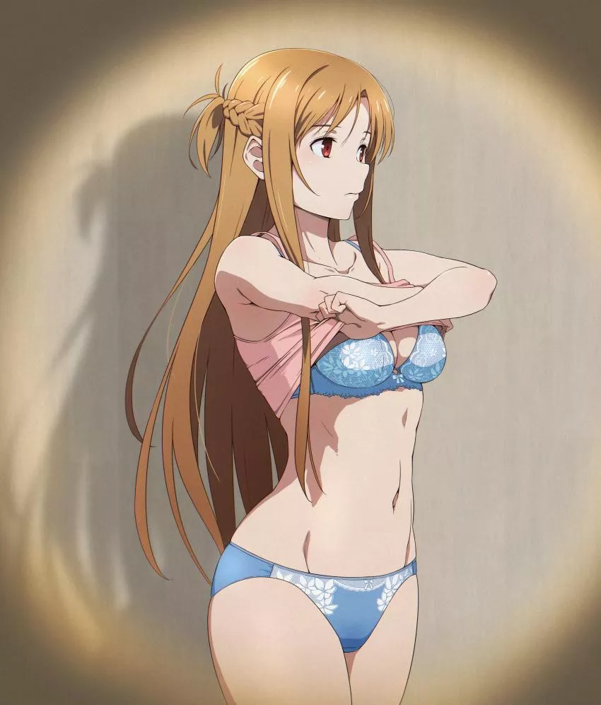 you were walking through the corridor when you accidentally saw asuna changing through a crack in the wall