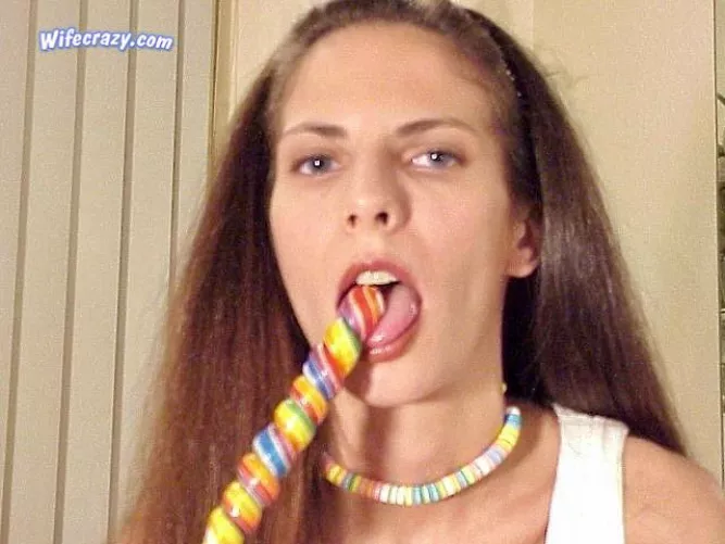 Younger Stacie with candy 