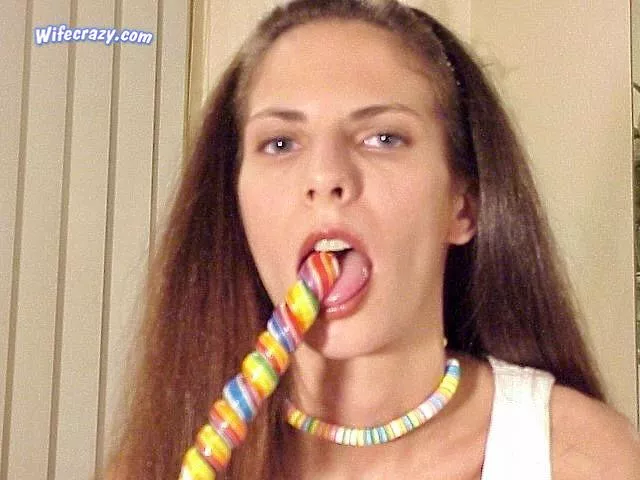 Younger Stacie with candy 