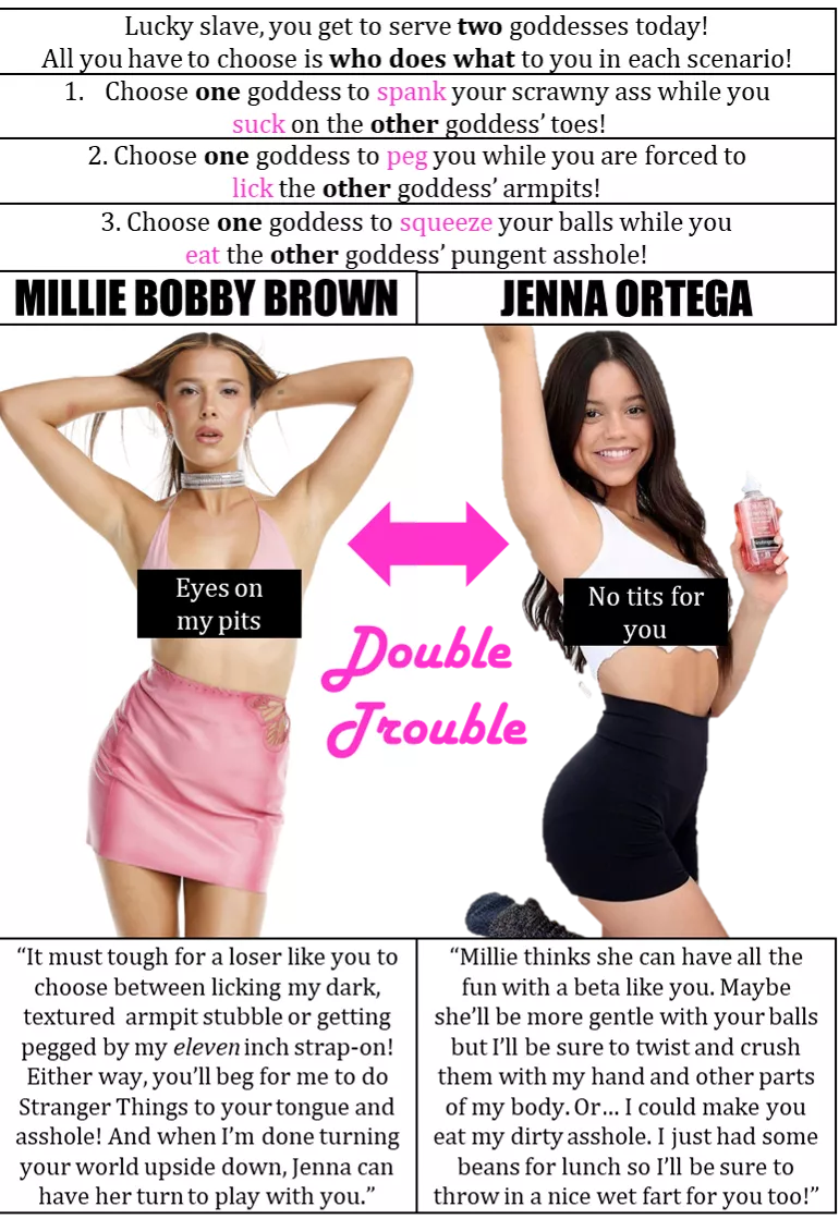 Double Trouble! Choose how each one dominates you! Millie Bobby Brown & Jenna Ortega