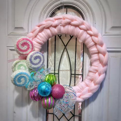 I was so excited about my pink tree that I made a pink wreath!