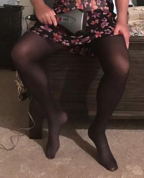 In Black pantyhose....