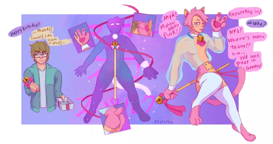 [Magical Boy/Anthro] Mahou Neko Pink by Klaraklao