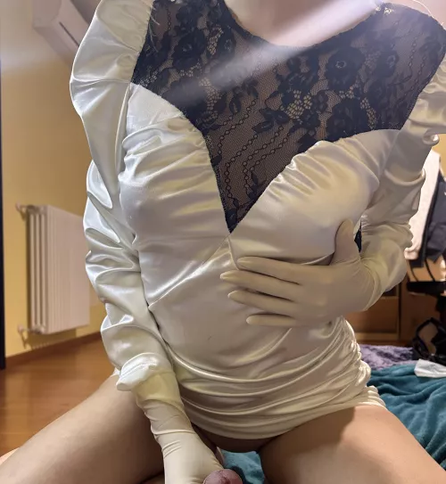 Me, my nipples and a Satin dress, for a special appointment 😈