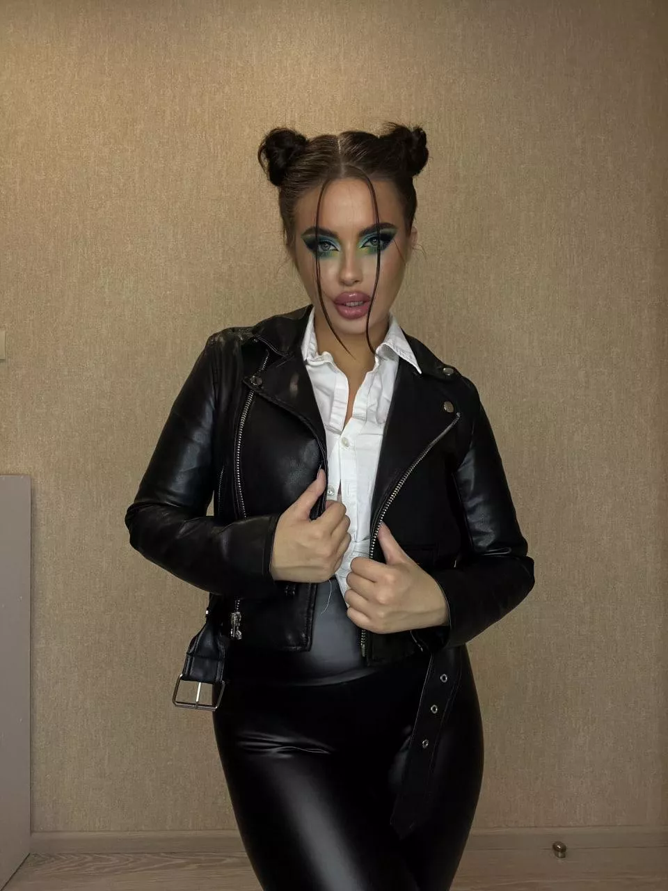 Naughty girl in leather.