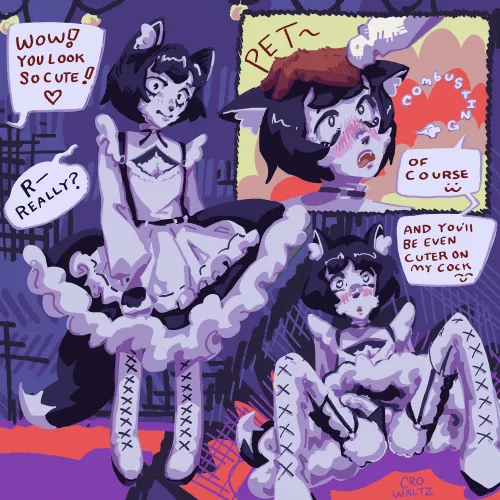 (OC) Kitty boy put a dress on for headpats (and perhaps other activities :3) [M]