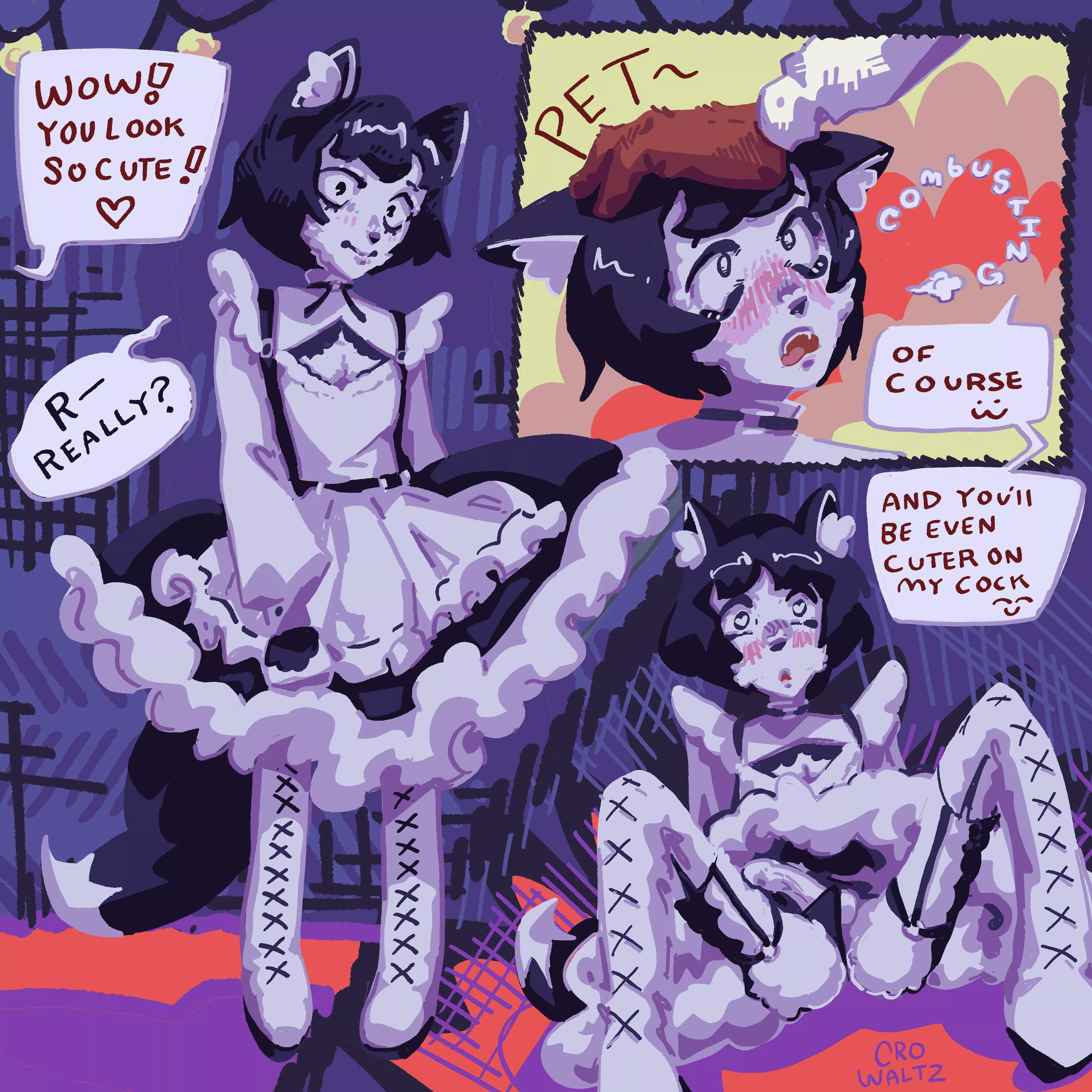 (OC) Kitty boy put a dress on for headpats (and perhaps other activities :3) [M]