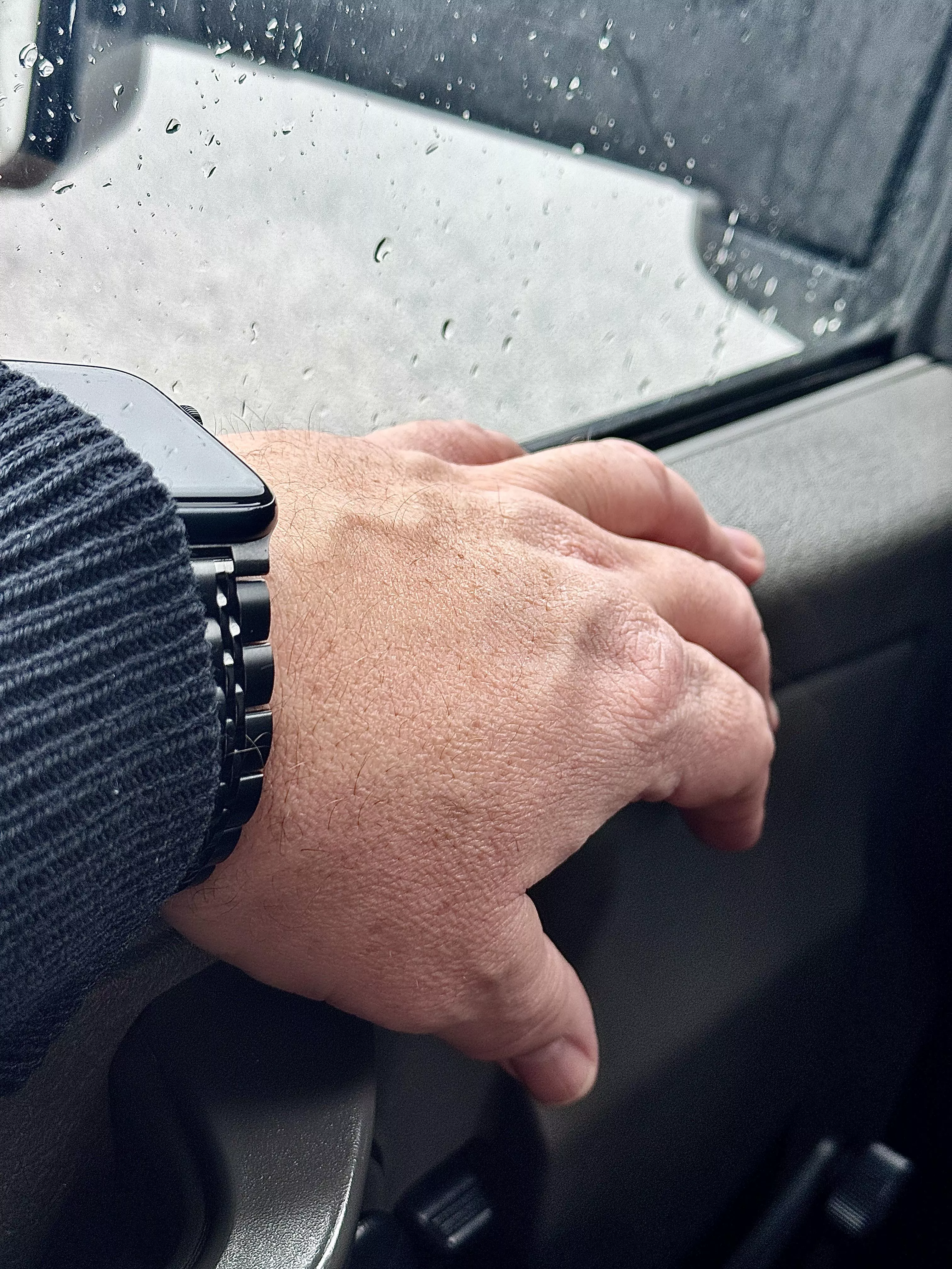 Rainy day dry hands. 