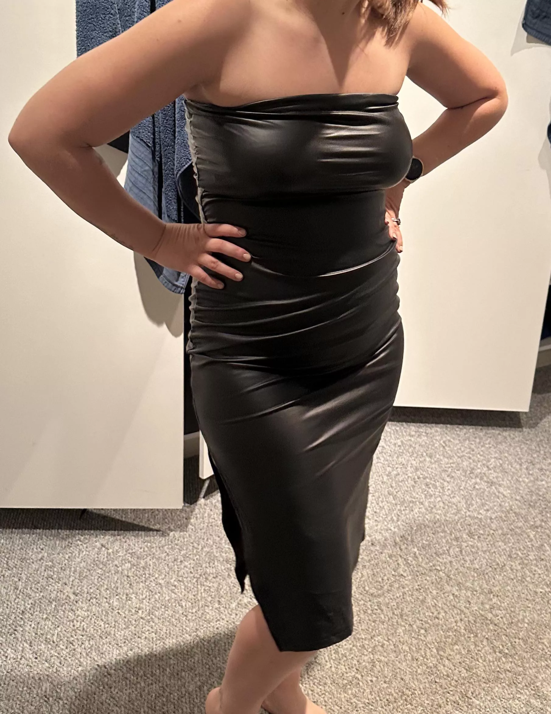 Wife’s sexy latex dress 