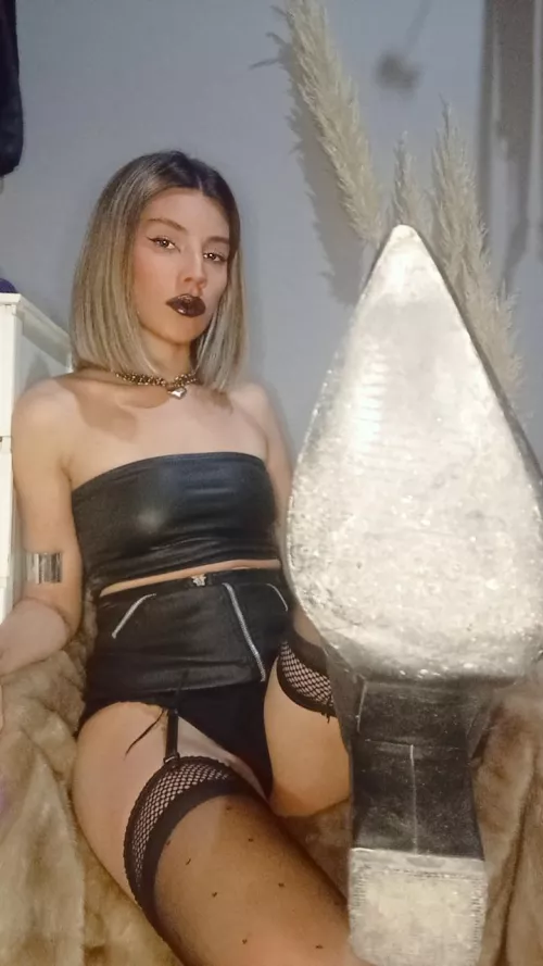 You see the sole of my boots, because that's the only thing you'll see and you'll clean it with your own tongue. And don't even think about looking between my legs or you'll be severely punished.