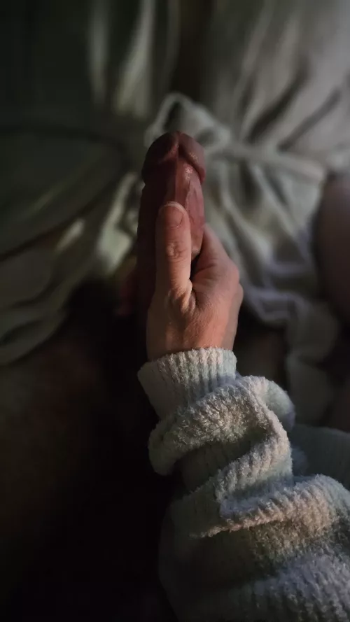 My ex wife's thumb compared to my cock 