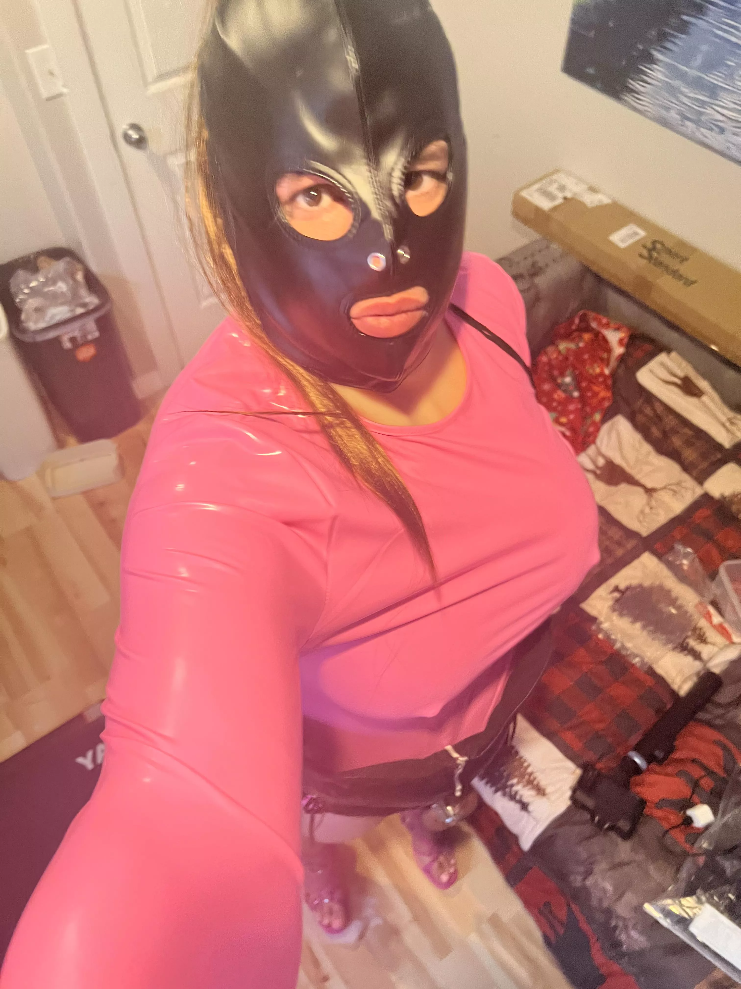 Shiny pink sissy dress