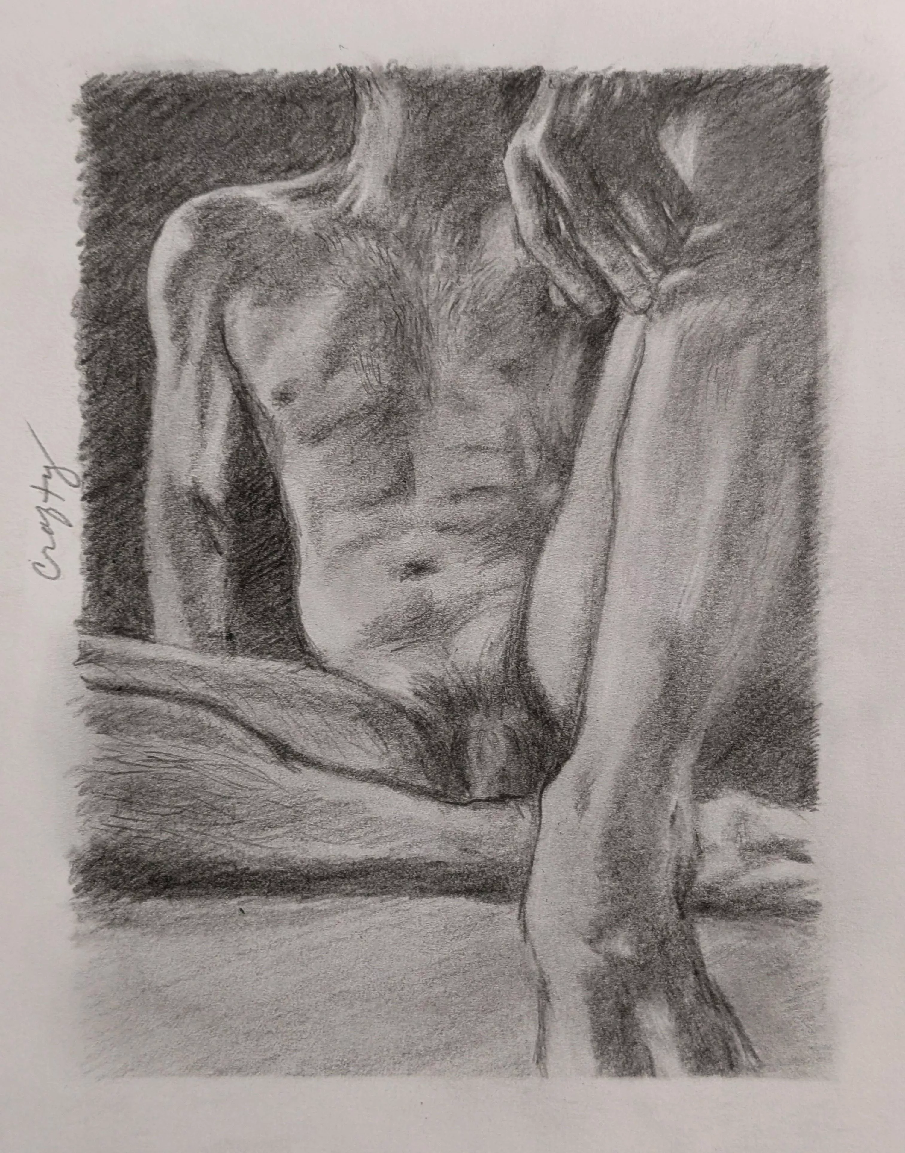 Taking a breath - graphite drawing of TheLionHardedKing